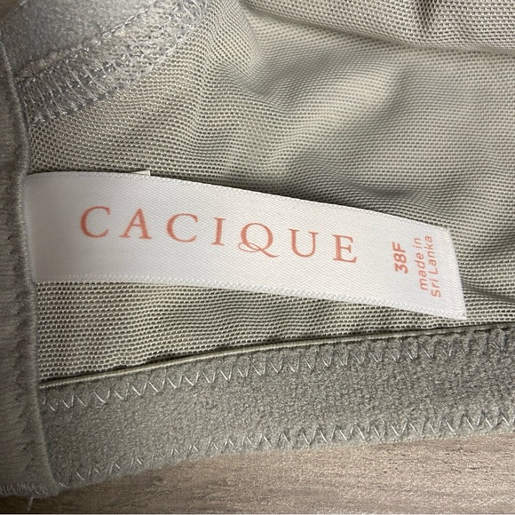 Gray Lace Trim Bra Cacique Womens Full Support‎ Bra, Size 38F - Picture 8 of 8